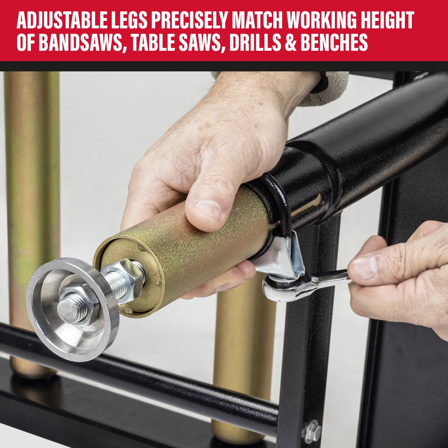 SIP Adjustable Roller Stand Table 1500mm x 400mm 400kg