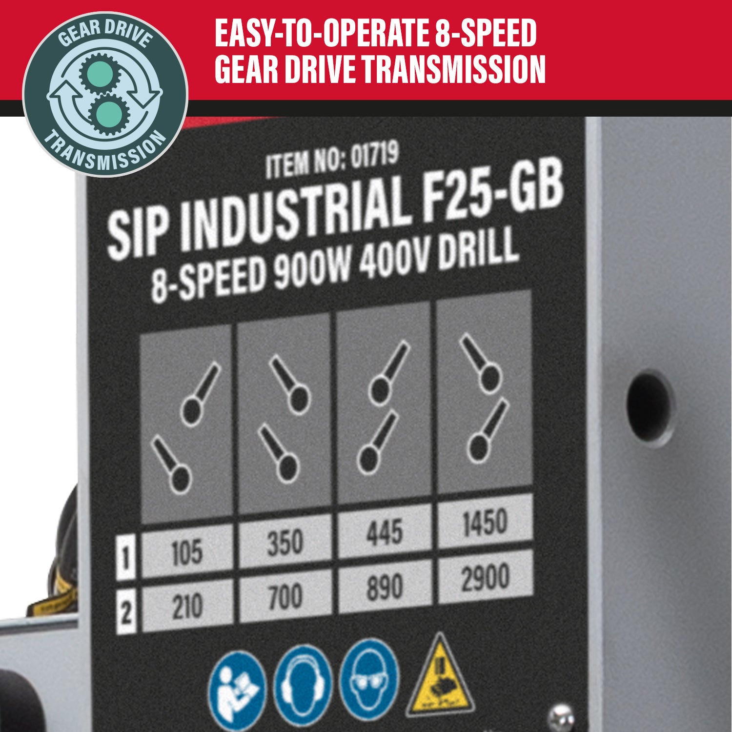 SIP 01719 Industrial F25-GB 8-Speed 900w 400v Floor Pillar Drill