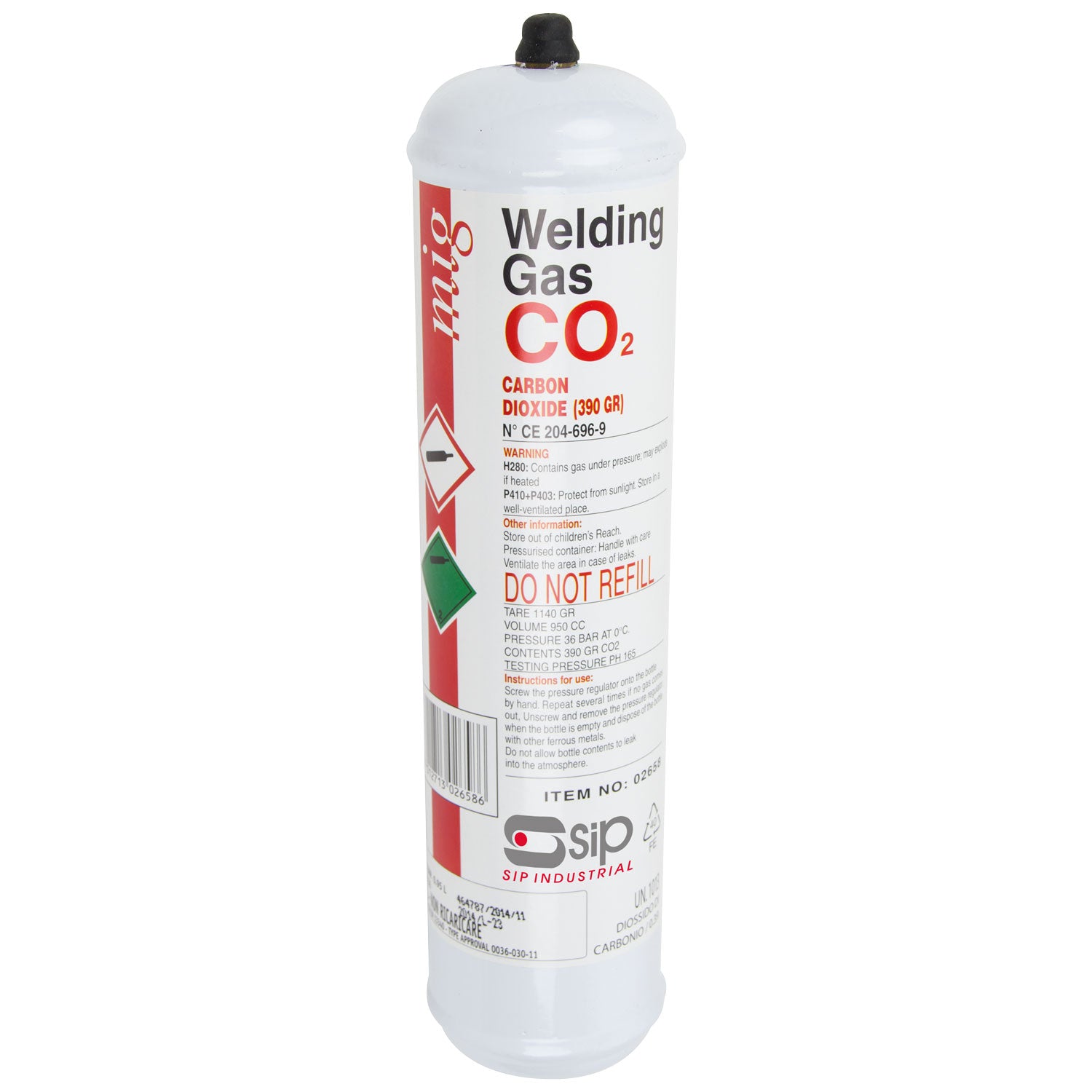 SIP 02658 390g CO2 Disposable Gas Bottle