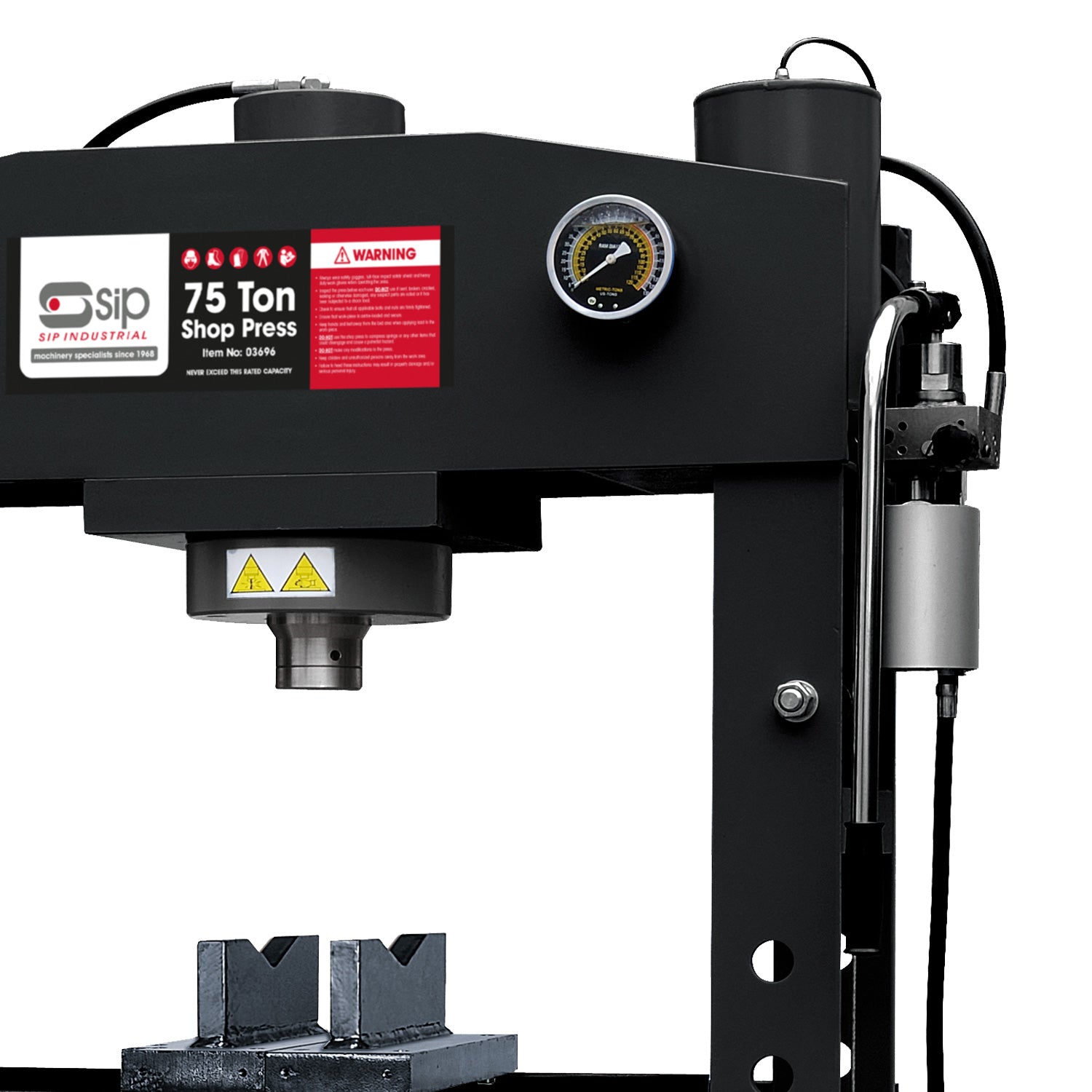 SIP 03696 75 Ton Shop Press (Pneumatic/Manual)