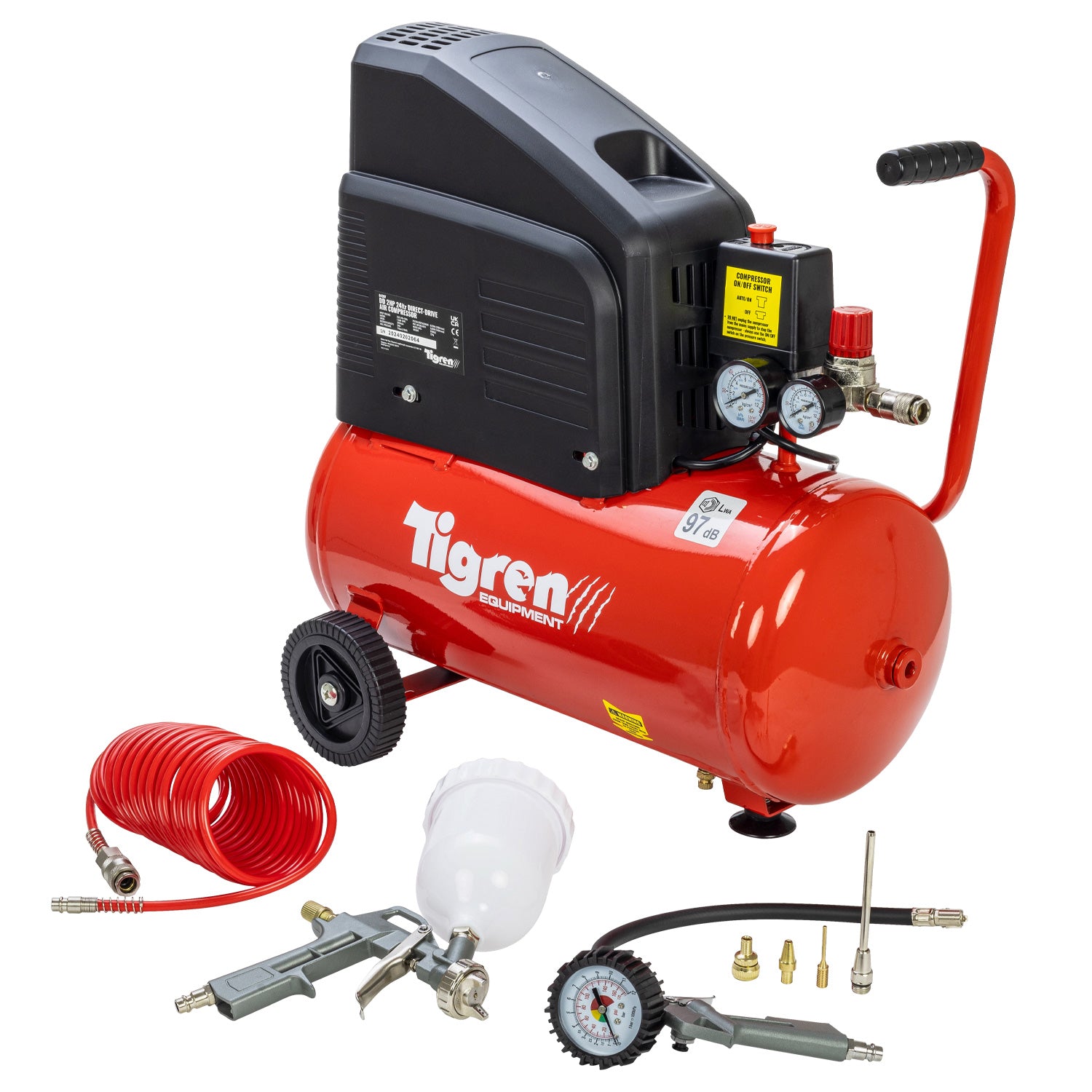 SIP 04397 TIGREN DD 2hp 24ltr Direct Drive Compressor with 7pc Air Kit
