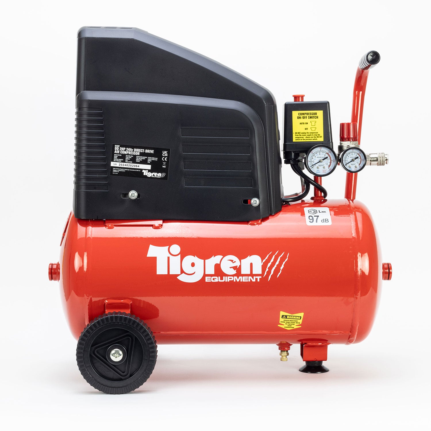 SIP 04397 TIGREN DD 2hp 24ltr Direct Drive Compressor with 7pc Air Kit