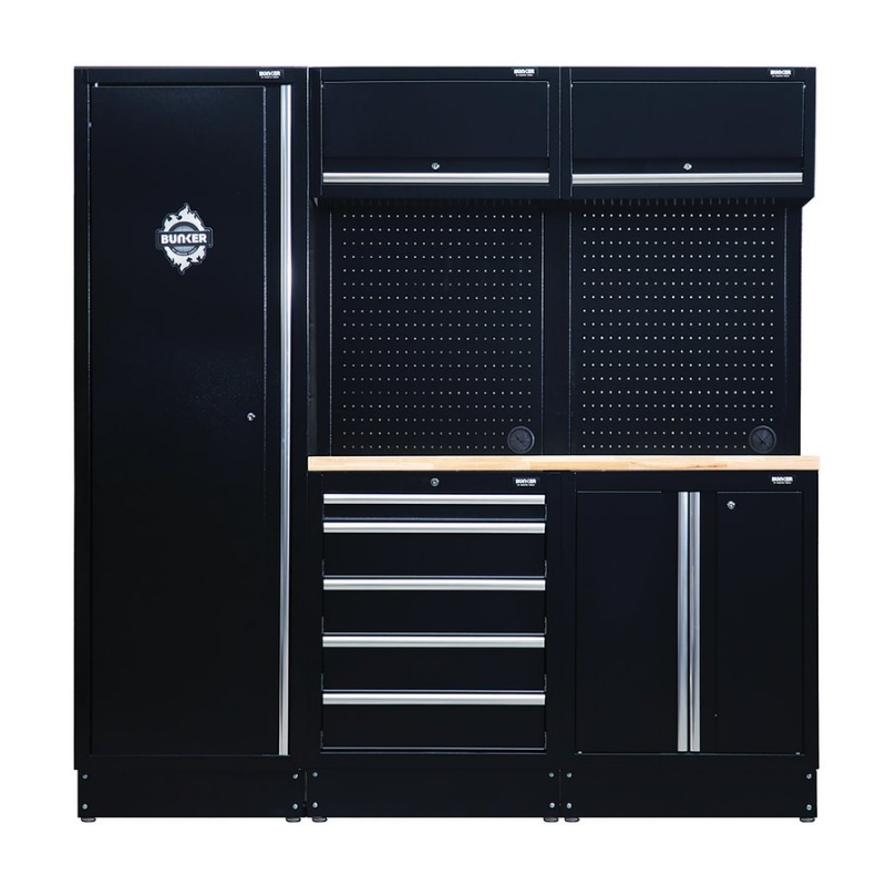 BUNKER 04488 Modular Storage Combo with Hardwood Worktop (11 Piece)