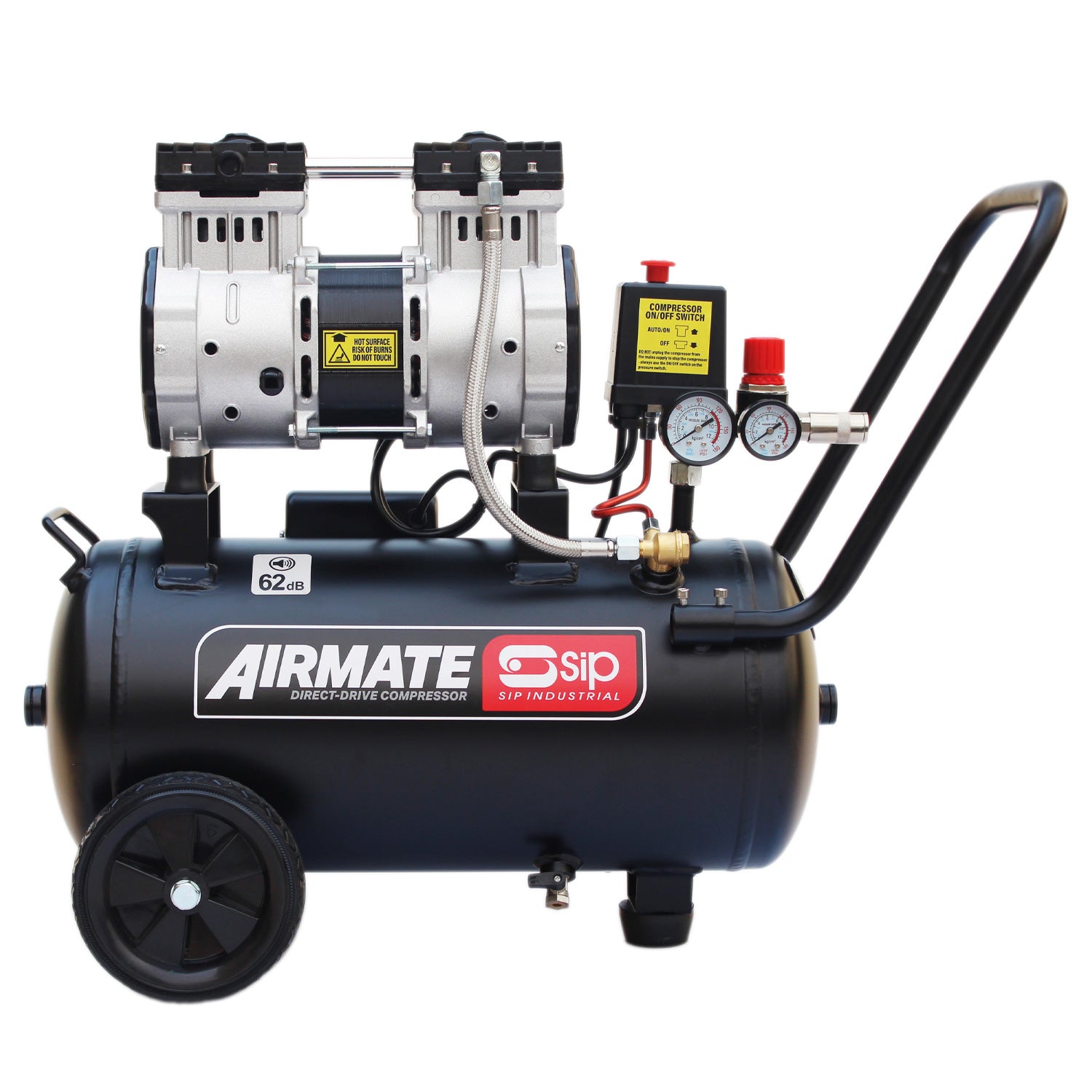SIP 05478 DD 2hp 24ltr Low Noise Oil-Free Direct Drive Compressor