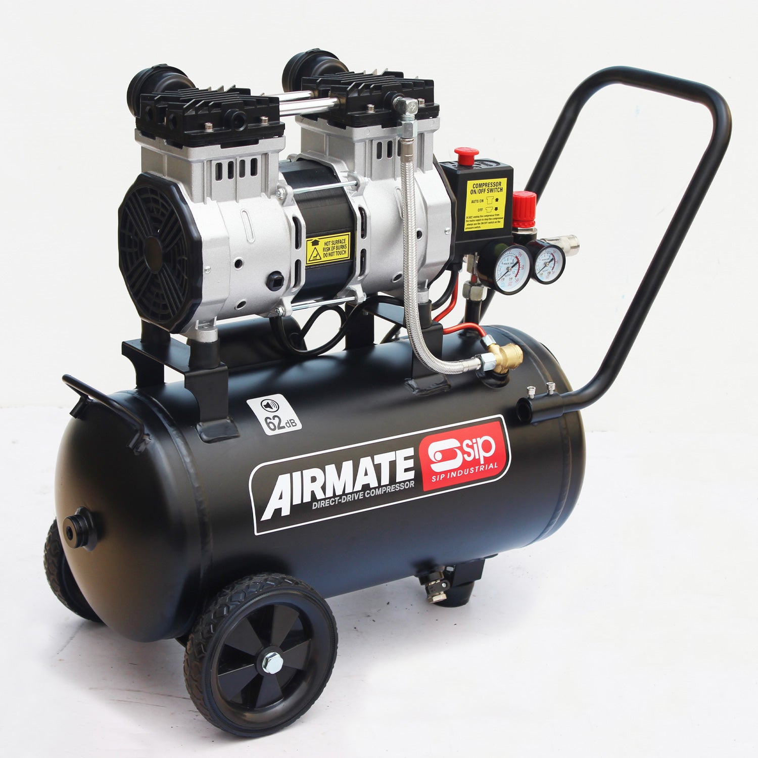 SIP 05478 DD 2hp 24ltr Low Noise Oil-Free Direct Drive Compressor