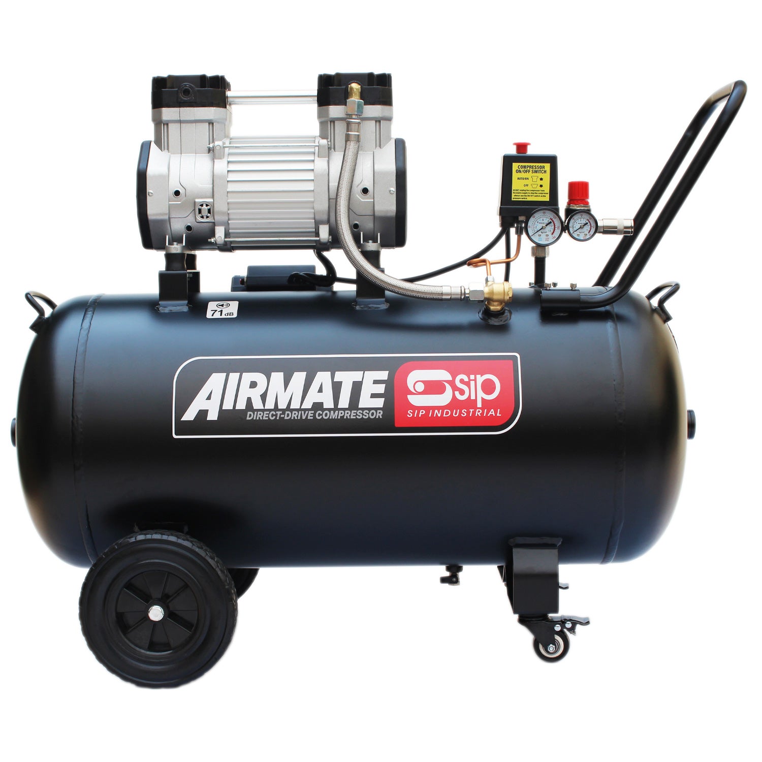 SIP 05481 DD 3hp 100ltr Low Noise Oil-Free Direct Drive Compressor