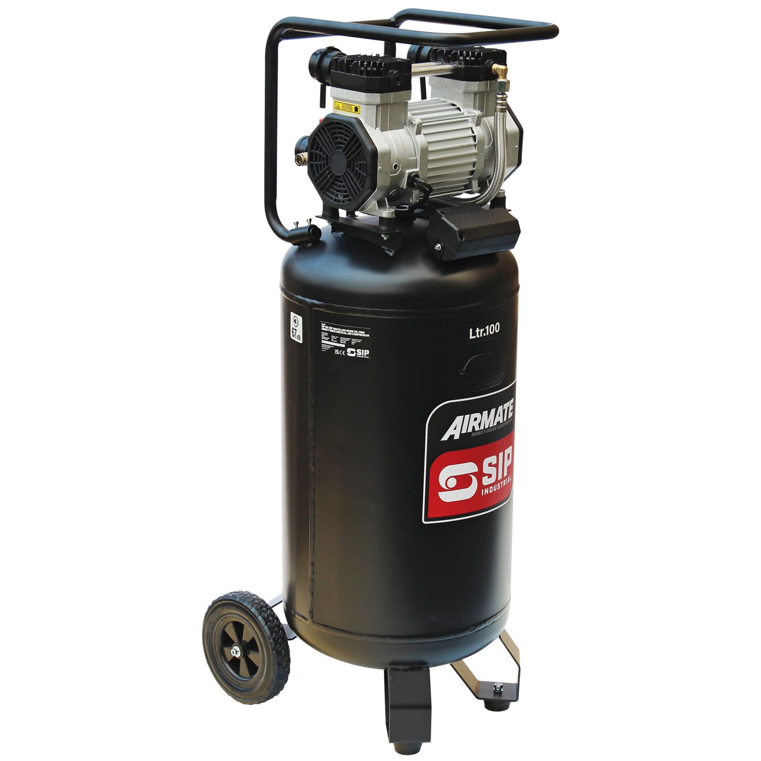 SIP 05484 DD 3hp 100ltr Low Noise Oil-Free Vertical Direct Drive Compressor