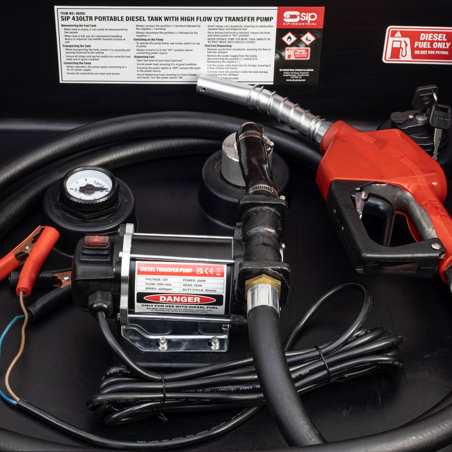 SIP 430ltr Portable Diesel Tank with High-Flow 12v Transfer Pump