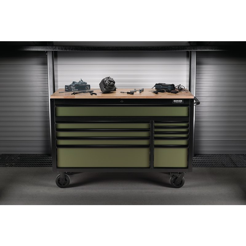 BUNKER 27221 Workbench Roller Tool Cabinet 10 Drawer, 56"