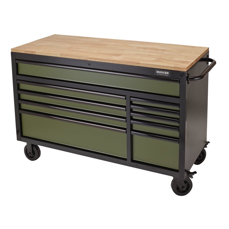 BUNKER 27221 Workbench Roller Tool Cabinet 10 Drawer, 56"