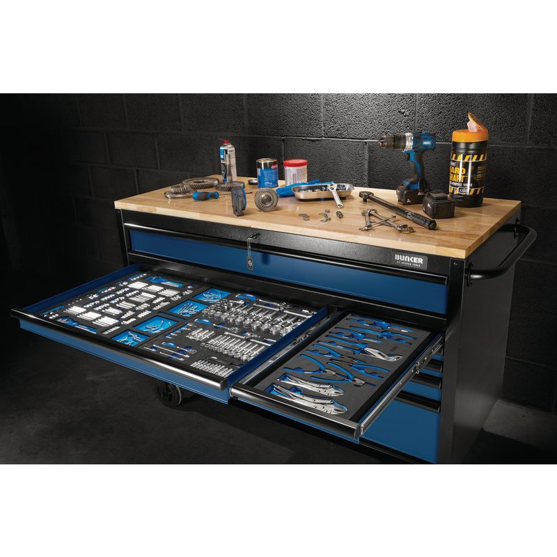 BUNKER 08237 Workbench Roller Tool Cabinet 10 Drawer, 56"
