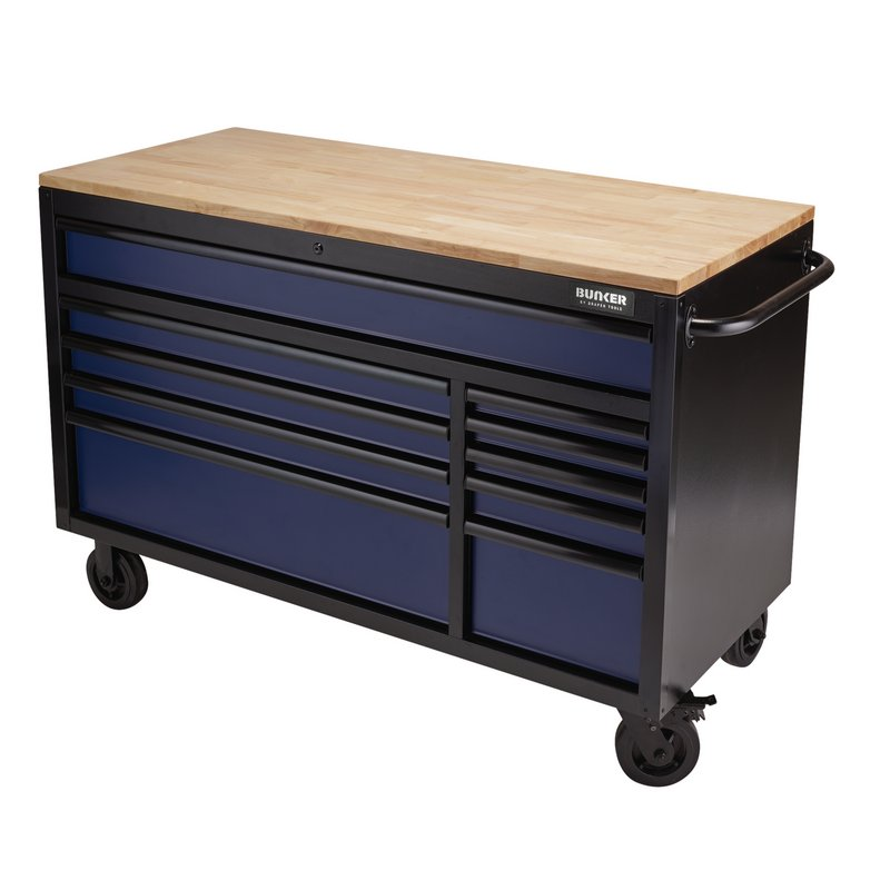 BUNKER 08237 Workbench Roller Tool Cabinet 10 Drawer, 56"