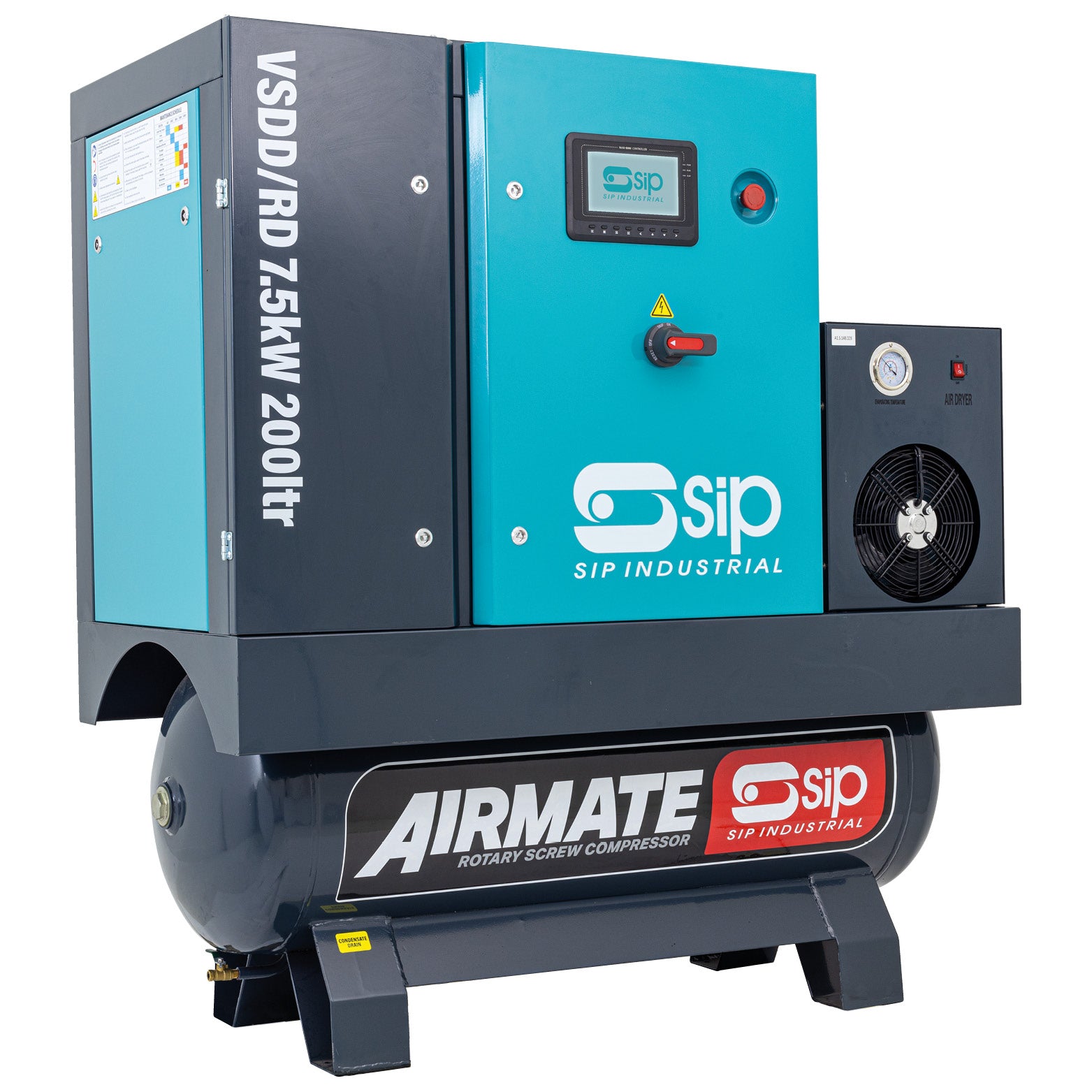 SIP 08271 VSDD/RD 7.5kW 10bar 200ltr 400v Rotary Screw Compressor with Dryer