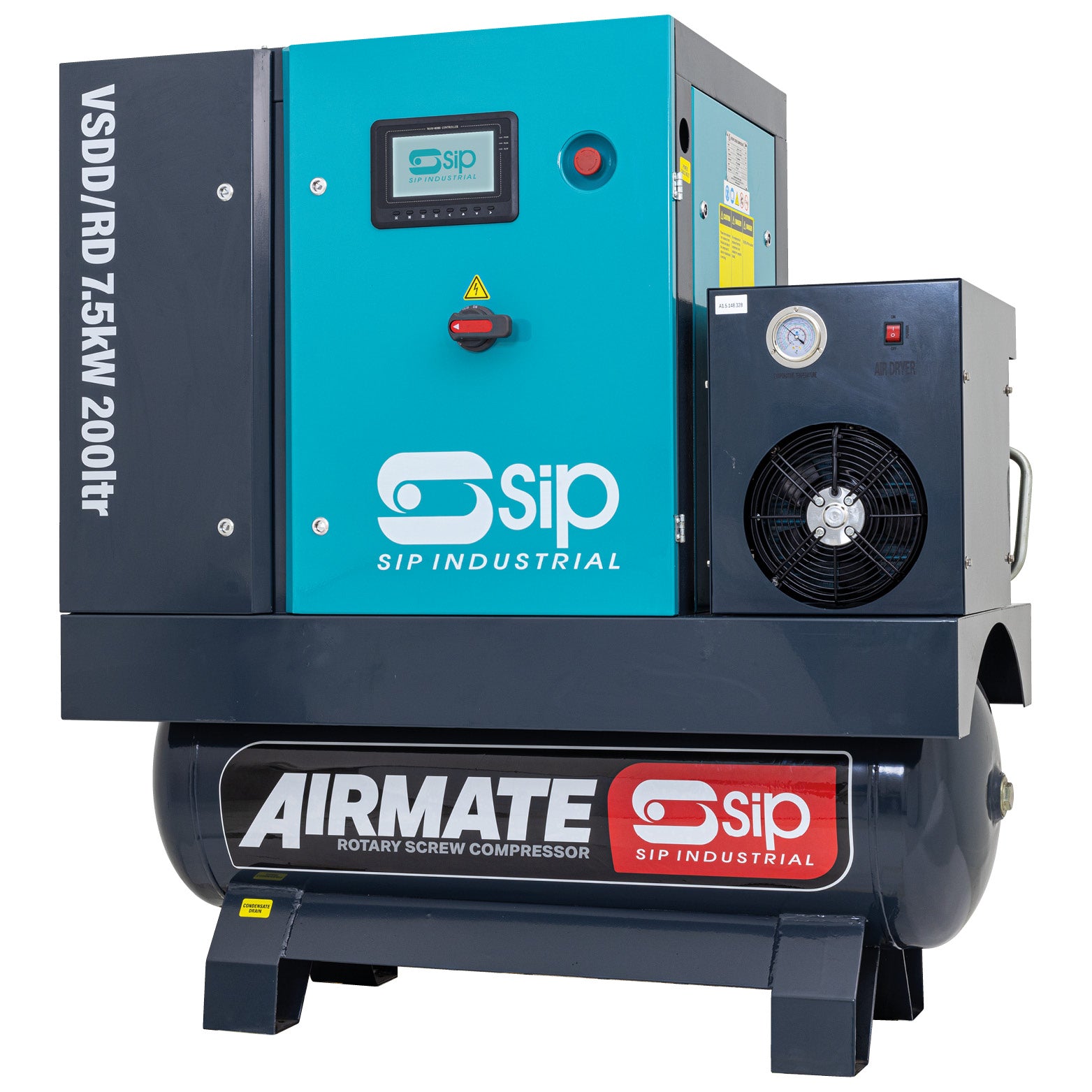 SIP 08271 VSDD/RD 7.5kW 10bar 200ltr 400v Rotary Screw Compressor with Dryer