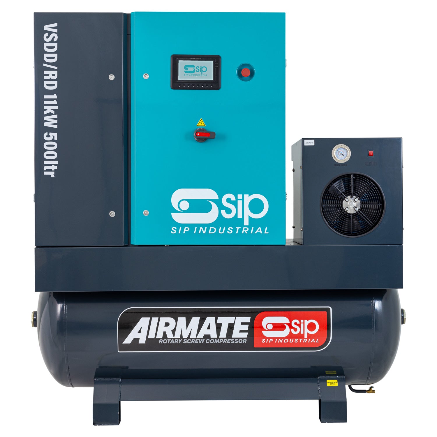 SIP 08272 VSDD/RD 11kW 10bar 500ltr 400v Rotary Screw Compressor with Dryer