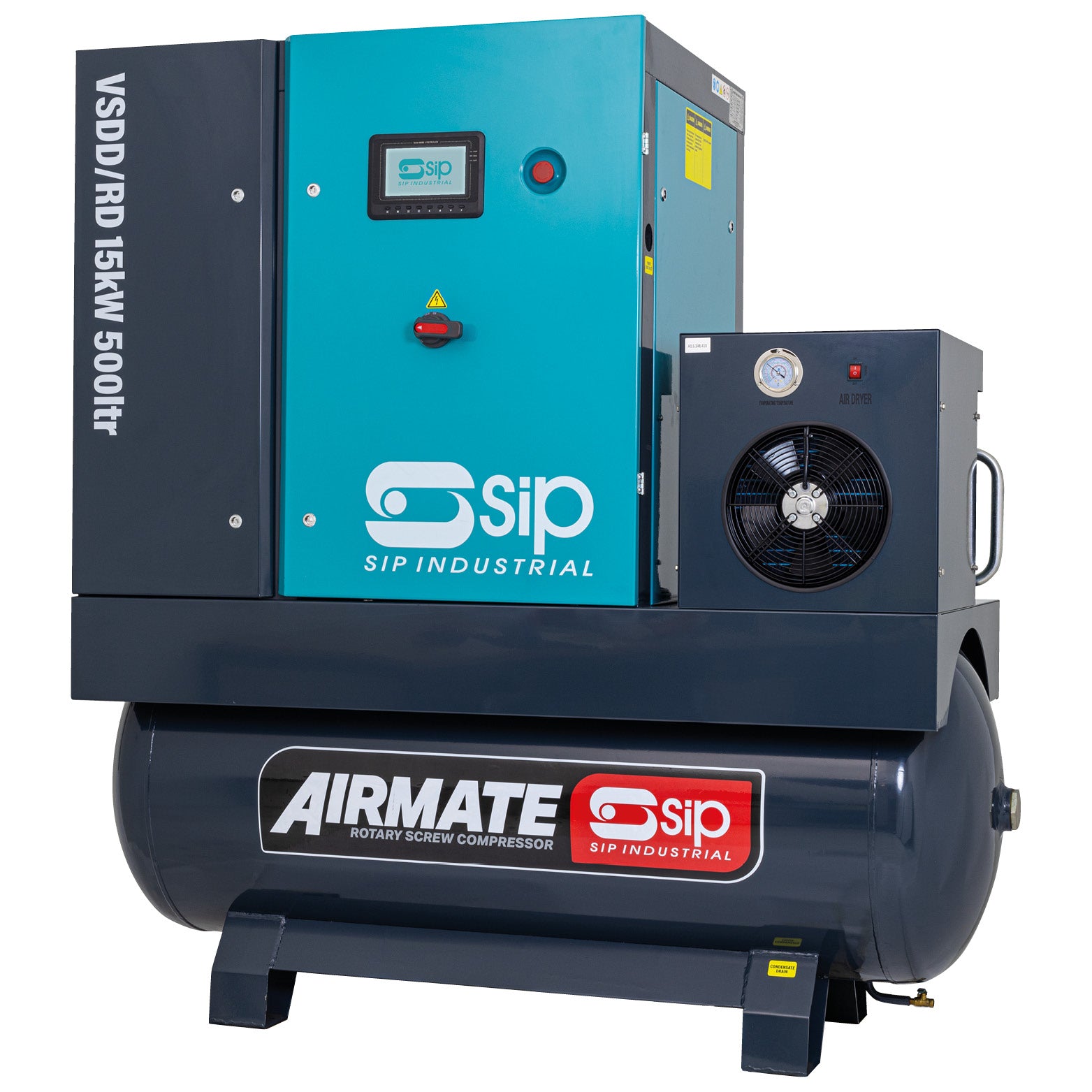 SIP 08273 VSDD/RD 15kW 10bar 500ltr 400v Rotary Screw Compressor with Dryer