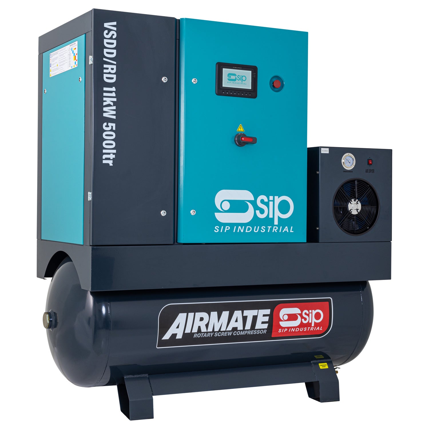 SIP 08276 VSDD/RDF 11kW 10bar 500ltr 400v Rotary Screw Compressor with Dryer & Filter