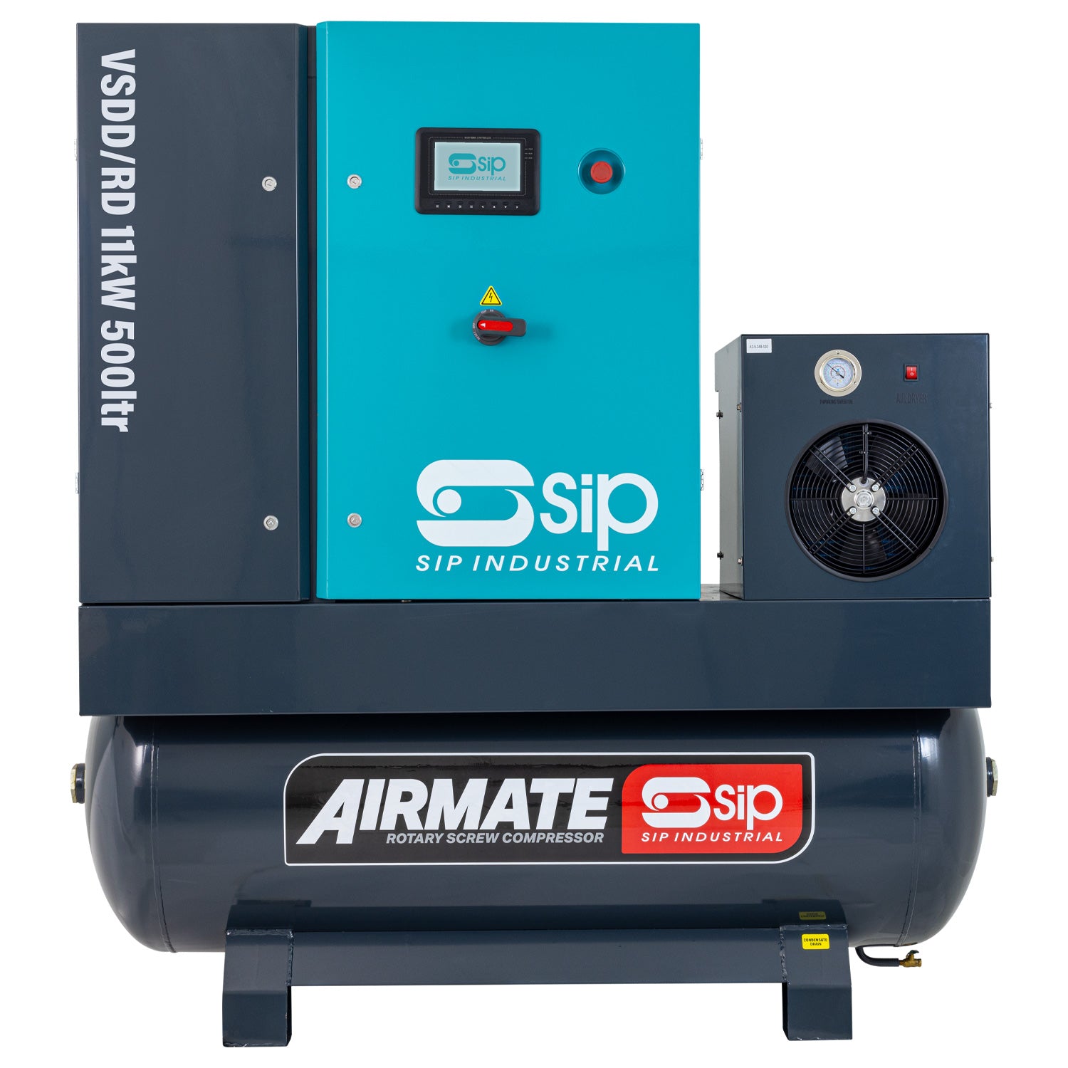 SIP 08276 VSDD/RDF 11kW 10bar 500ltr 400v Rotary Screw Compressor with Dryer & Filter