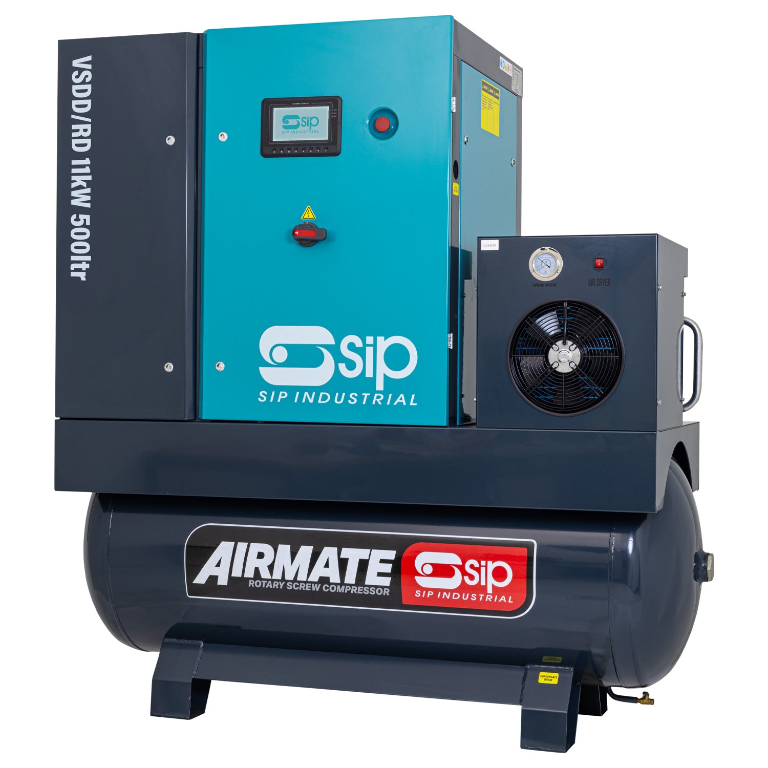 SIP 08277 VSDD/RDF 11kW 8bar 500ltr 400v Rotary Screw Compressor with Dryer & Filter
