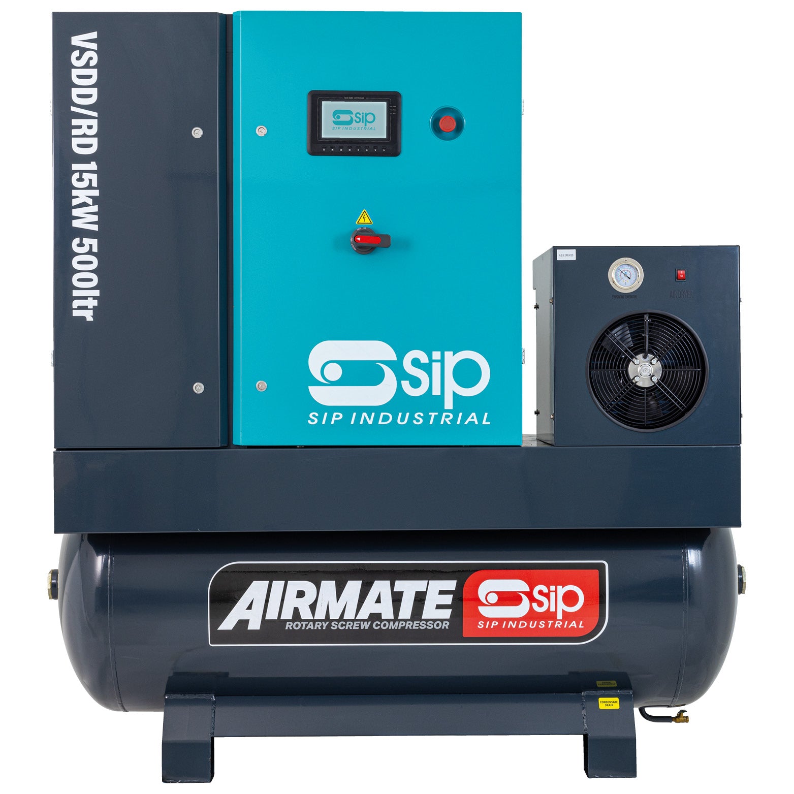 SIP 08281 VSDD/RDF 15kW 10bar 500ltr Rotary Screw Compressor with Dryer & Filter