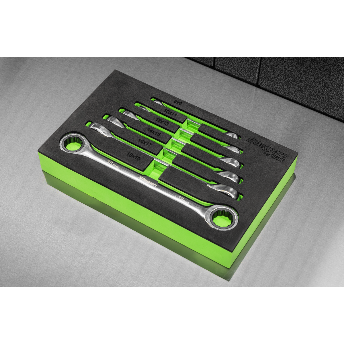 Sealey S0636 Double End Ratchet Ring Spanner Set 6pc Metric