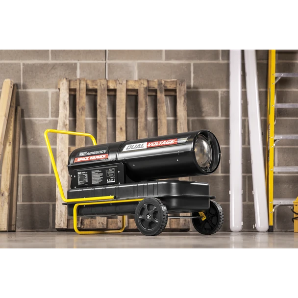 Sealey AB1850DV Dual Voltage Space Warmer® Kerosene/Diesel Heater with Wheels 185,000Btu/hr(55kW)