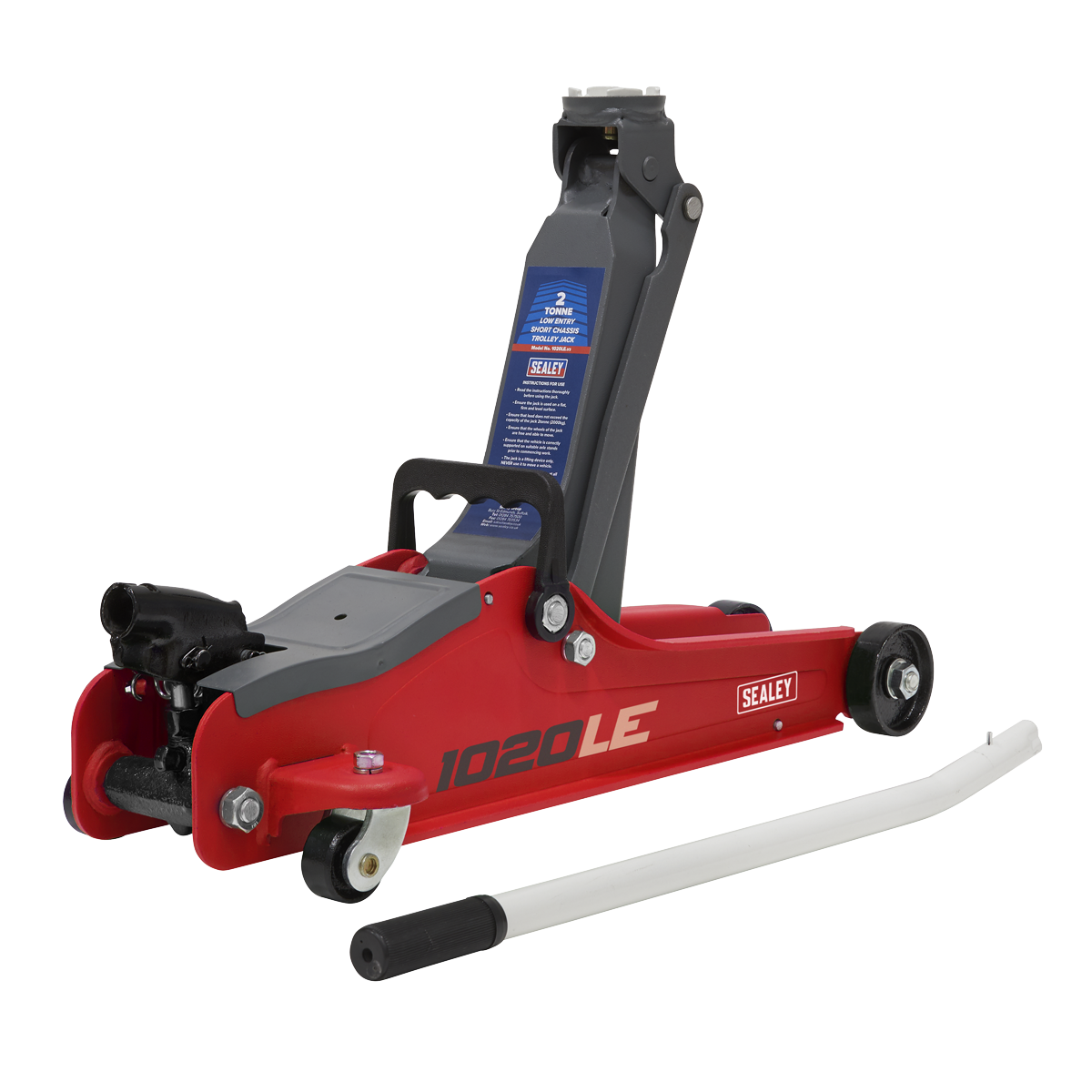 Sealey 1020LEBAGCOMBO Trolley Jack 2tonne Low Entry Short Chassis & Accessories Bag Combo - Red