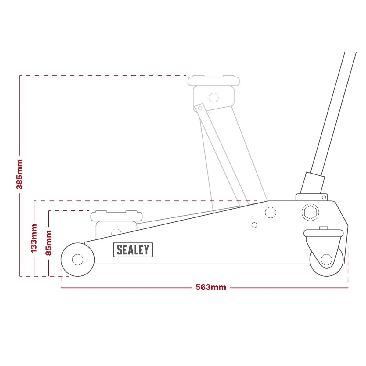 Sealey 1020LEBAGCOMBO Trolley Jack 2tonne Low Entry Short Chassis & Accessories Bag Combo - Red