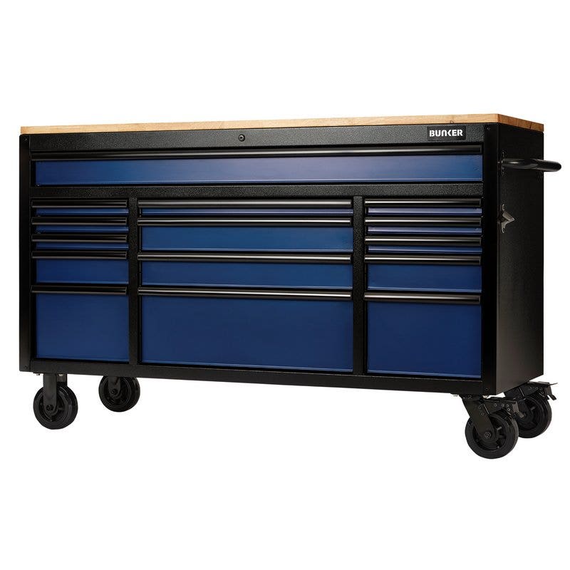 BUNKER 27336 15 Drawer Workbench Roller Tool Cabinet, 61"