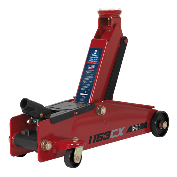 Sealey 1153CX Trolley Jack 3tonne Long Chassis Heavy-Duty