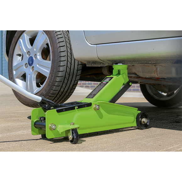 Sealey 1153CXHV Heavy-Duty Long Reach Trolley Jack 3 Tonne - Green