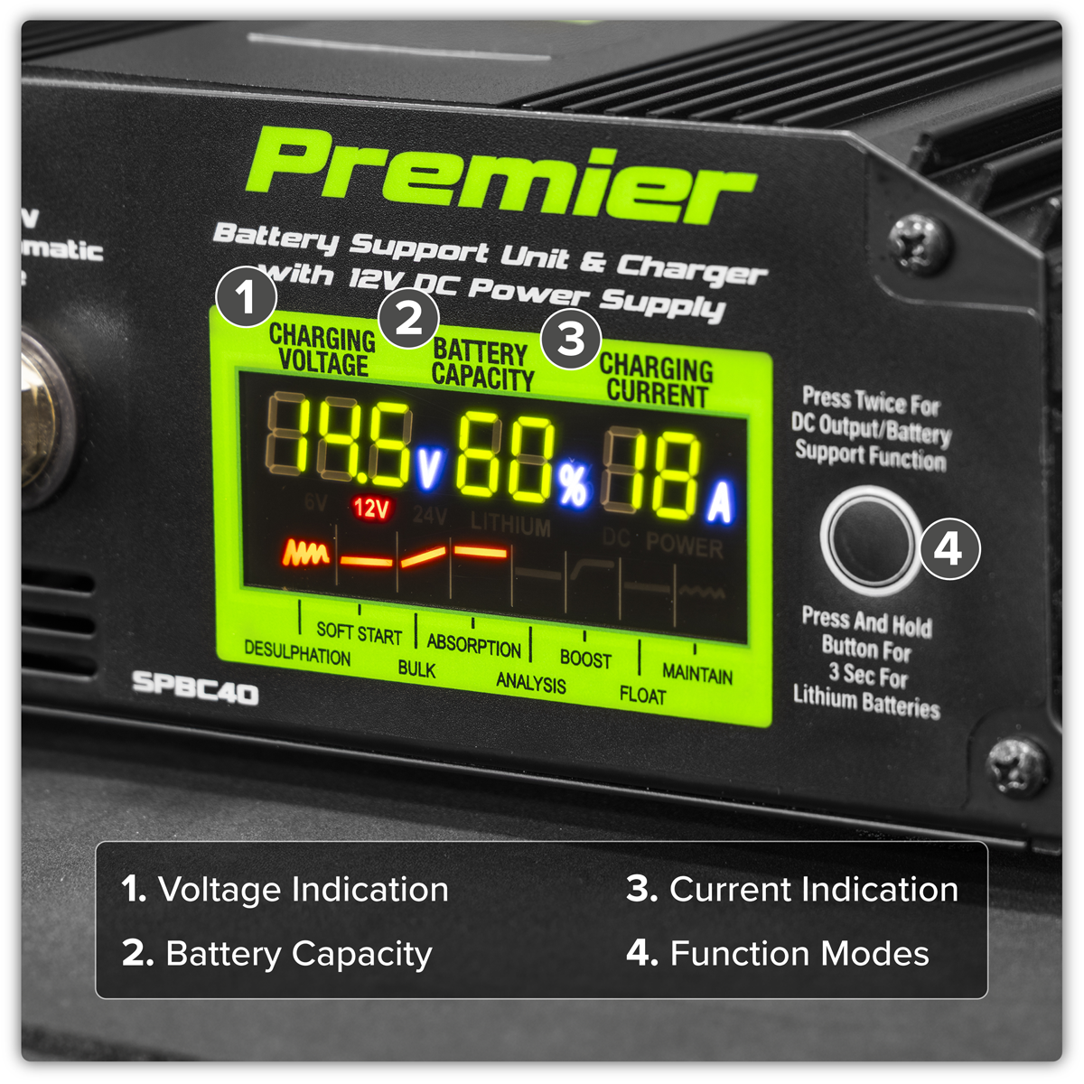 Sealey SPBC40 Battery Support Unit & Charger 40A