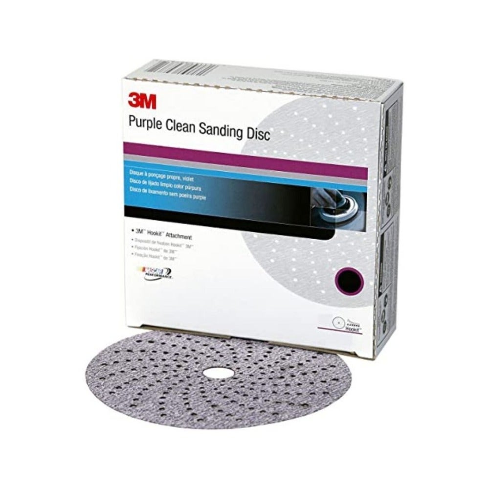 3M Hookit Purple Clean Sanding Abrasive Disc 334U, 150 mm, Multihole, P500 (Pack of 100)