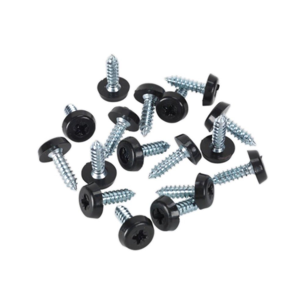 Sealey PTNP3 Numberplate Screw Plastic Enclosed Head 4.8 x 18mm Black Pack of 50