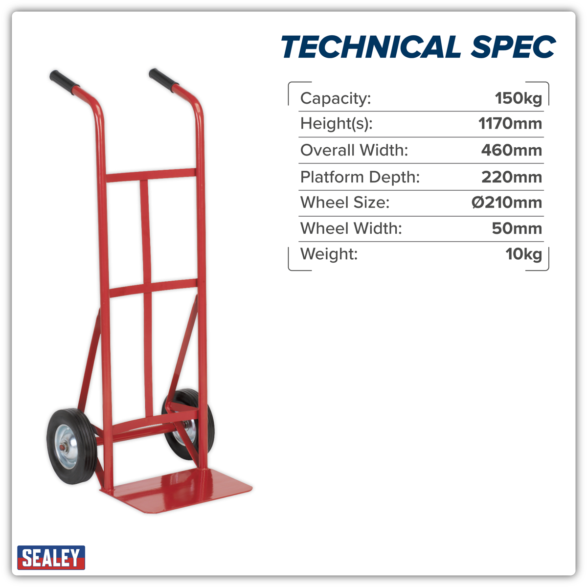 Sealey CST983 Sack Truck with Solid Tyres 150kg Capacity