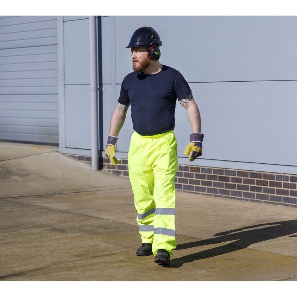 Sealey 807L Hi-Vis Yellow Waterproof Trousers - Large
