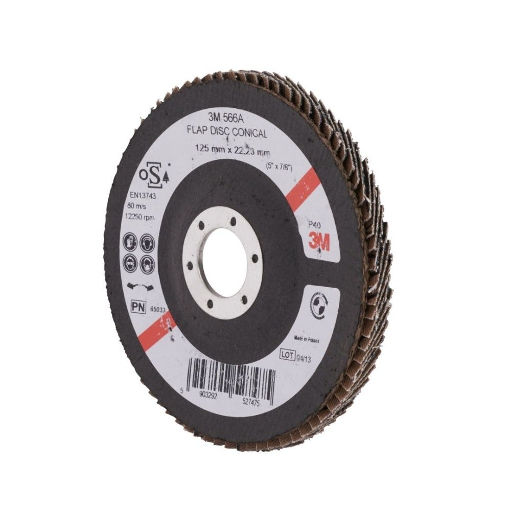 3M Flap Disc 566A, 125 mm, P40, Conical