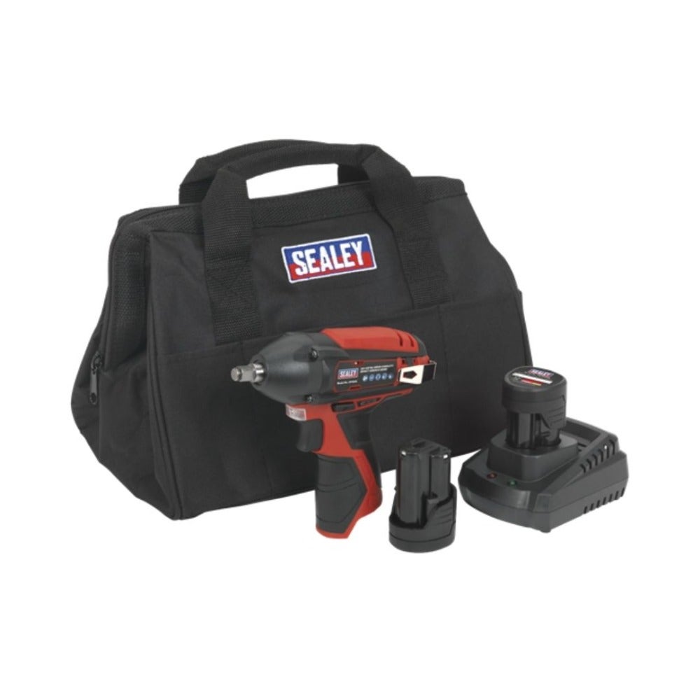 Sealey CP1204KIT SV12 Series 3/8"Sq Drive Cordless Impact Wrench Kit 12V 2Ah - 2 Batteries