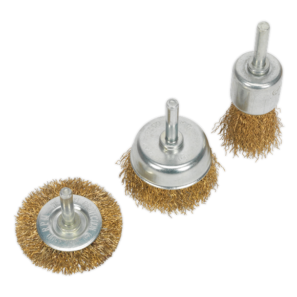Sealey BWBS03 Wire Brush Set 3pc Brassed