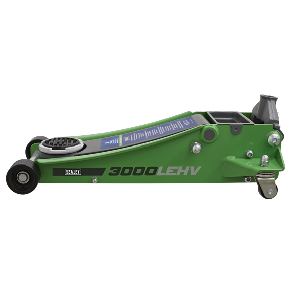 Sealey 3000LEHV Low Profile Trolley Jack with Rocket Lift 3 Tonne - Green