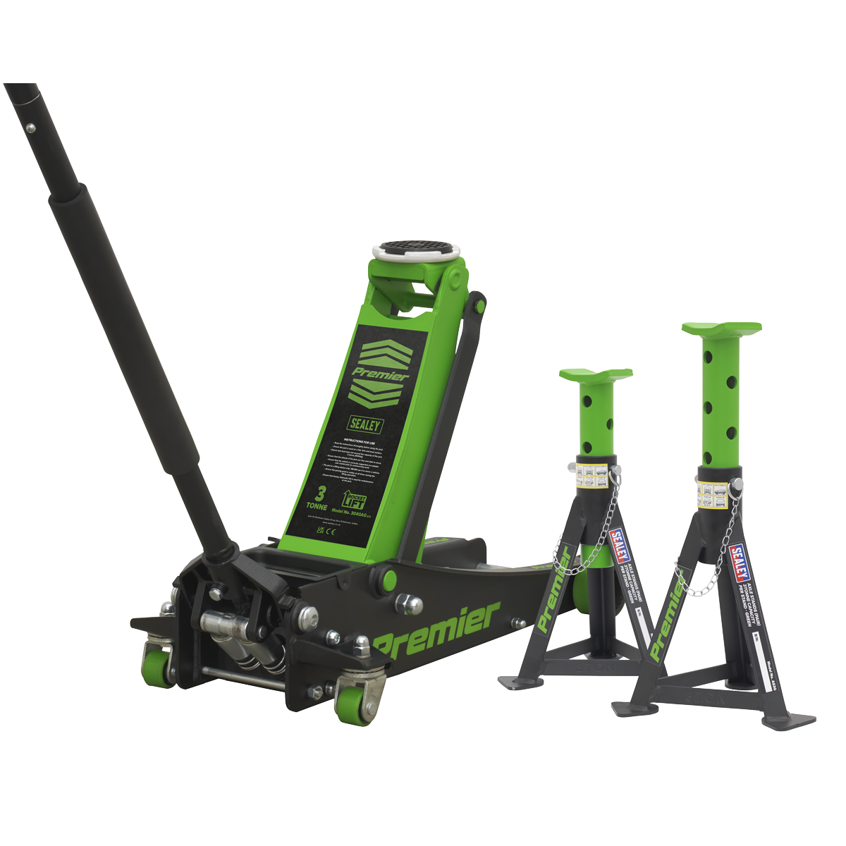 Sealey 3040AGCOMBO1 Trolley Jack 3t & Axle Stands (Pair) 3t per Stand Combo