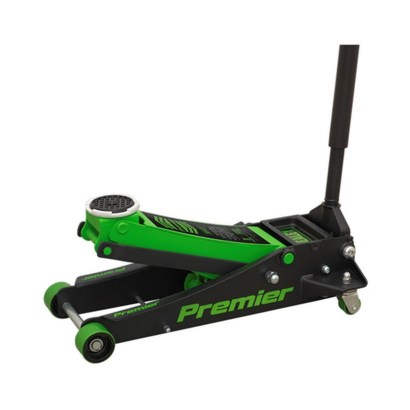 Sealey 3040AG Premier Low Profile Trolley Jack with Rocket Lift 3 Tonne - Green