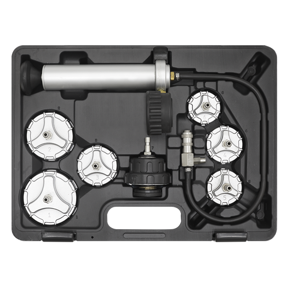 Sealey CV0011 Commercial Cooling System Pressure Test Kit 7pc