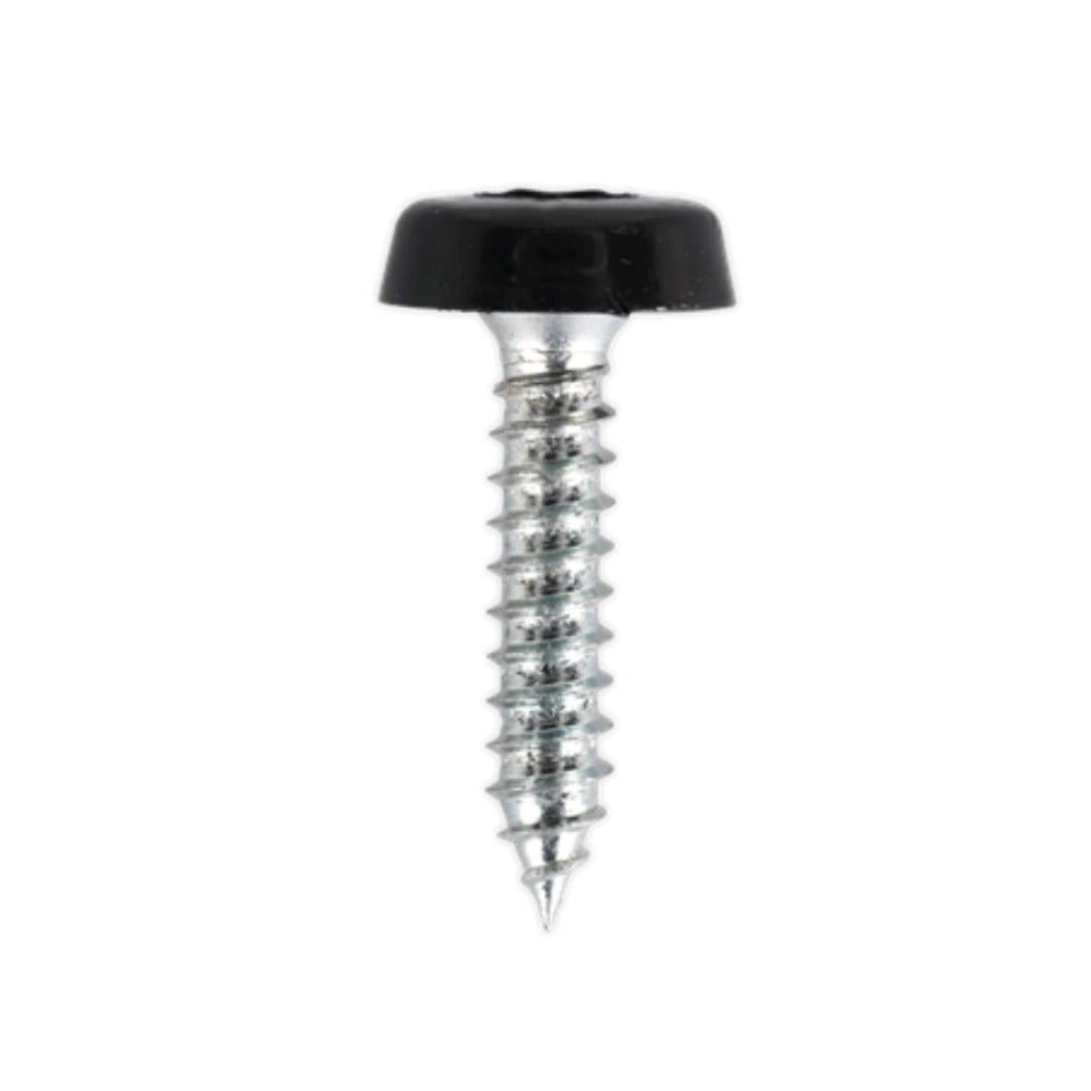 Sealey PTNP7 Numberplate Screw Plastic Enclosed Head 4.8 x 24mm Black Pack of 50