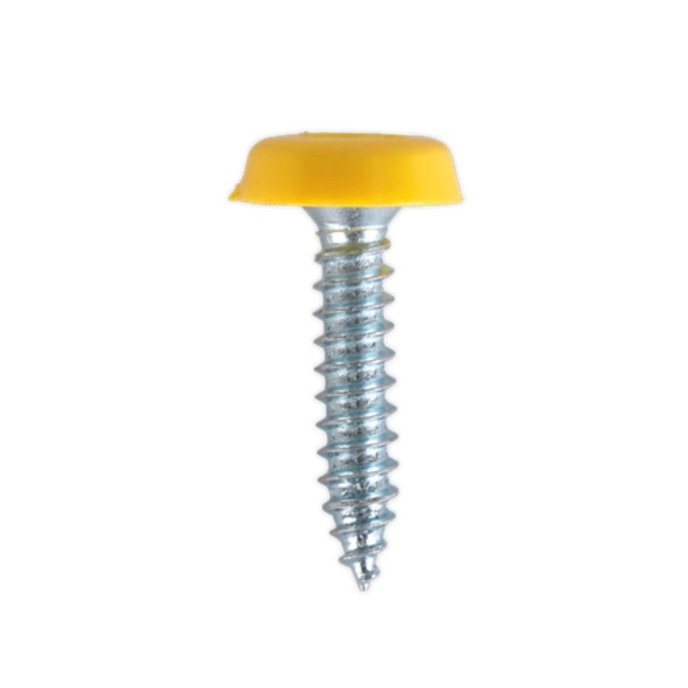 Sealey PTNP6 Numberplate Screw Plastic Enclosed Head 4.8 x 24mm Yellow Pack of 50