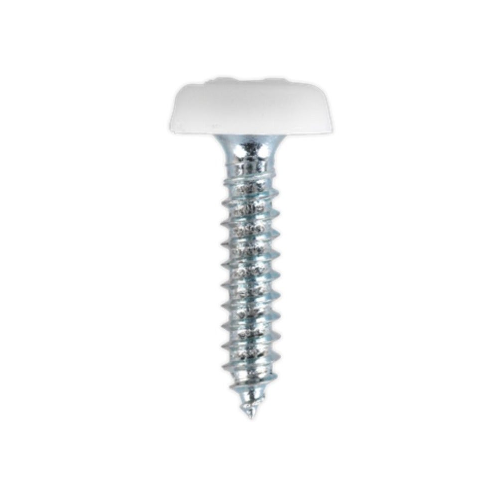 Sealey PTNP5 Numberplate Screw Plastic Enclosed Head 4.8 x 24mm White Pack of 50