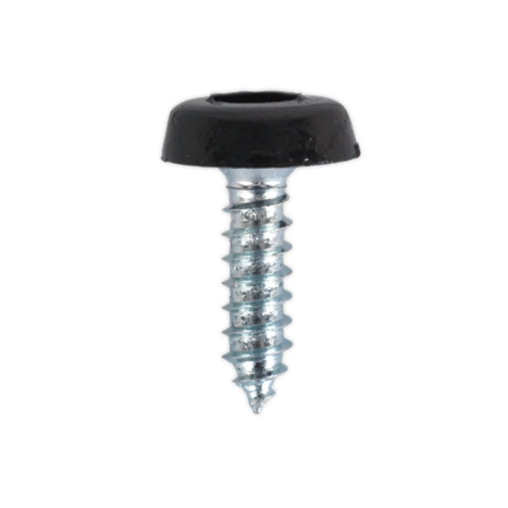 Sealey PTNP3 Numberplate Screw Plastic Enclosed Head 4.8 x 18mm Black Pack of 50