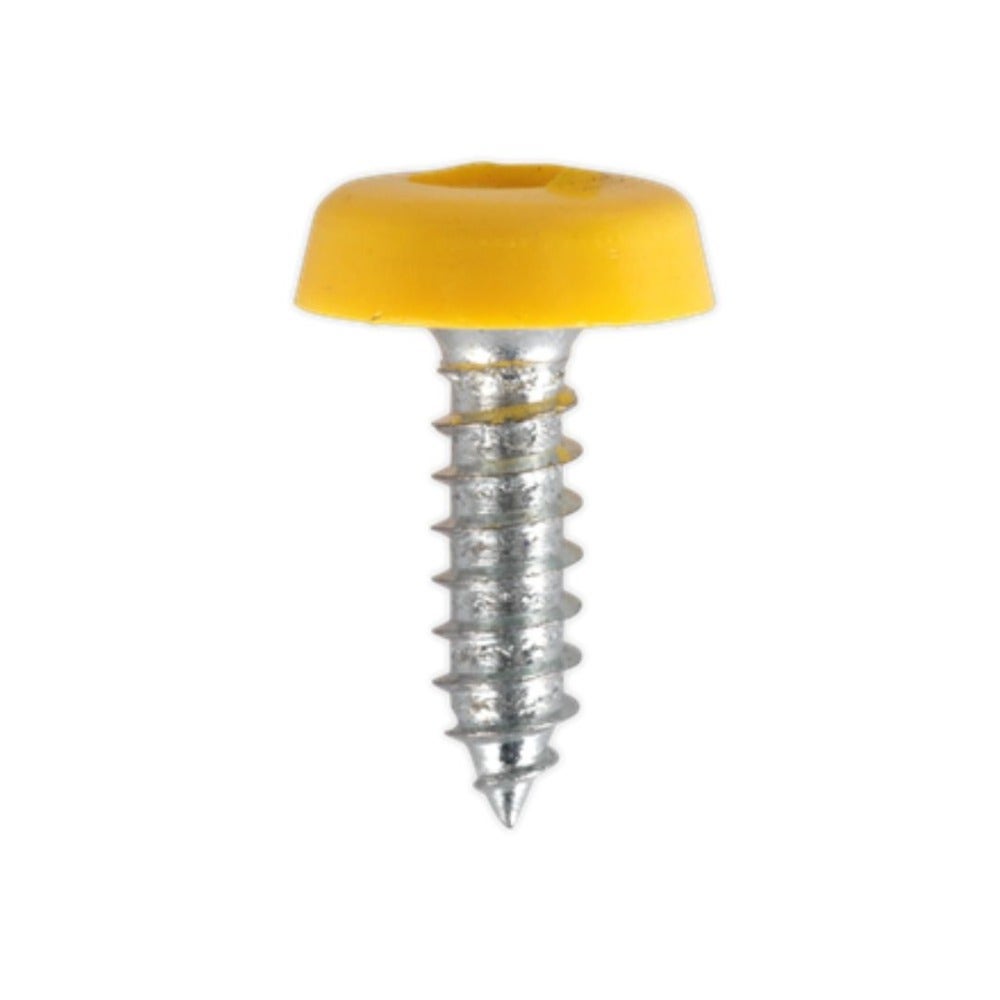 Sealey PTNP2 Numberplate Screw Plastic Enclosed Head 4.8 x 18mm Yellow Pack of 50