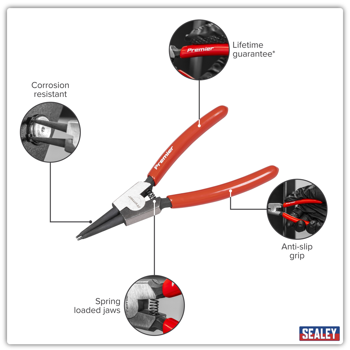 Sealey AK84532 Circlip Pliers External Straight Nose 140mm