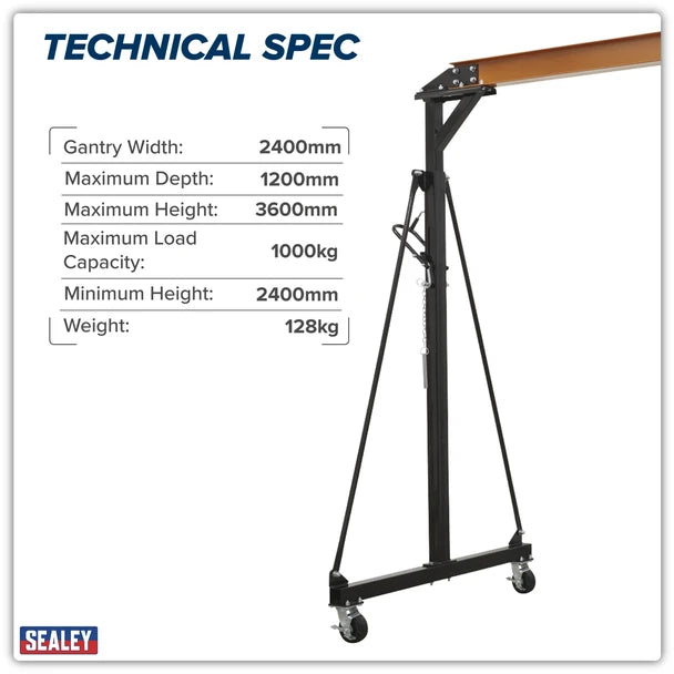 Sealey SG1000 Portable Gantry Crane Adjustable 1tonne